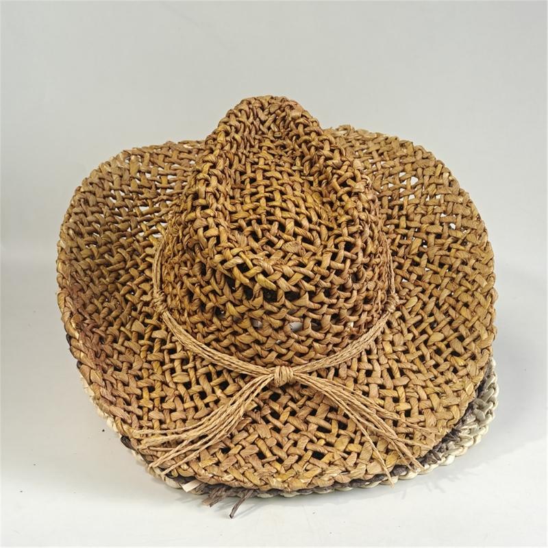 Elegant Openwork Straw Victorian Hat With Adjustable Tie For Women Outdoor Beach Vacation Gardening Activities