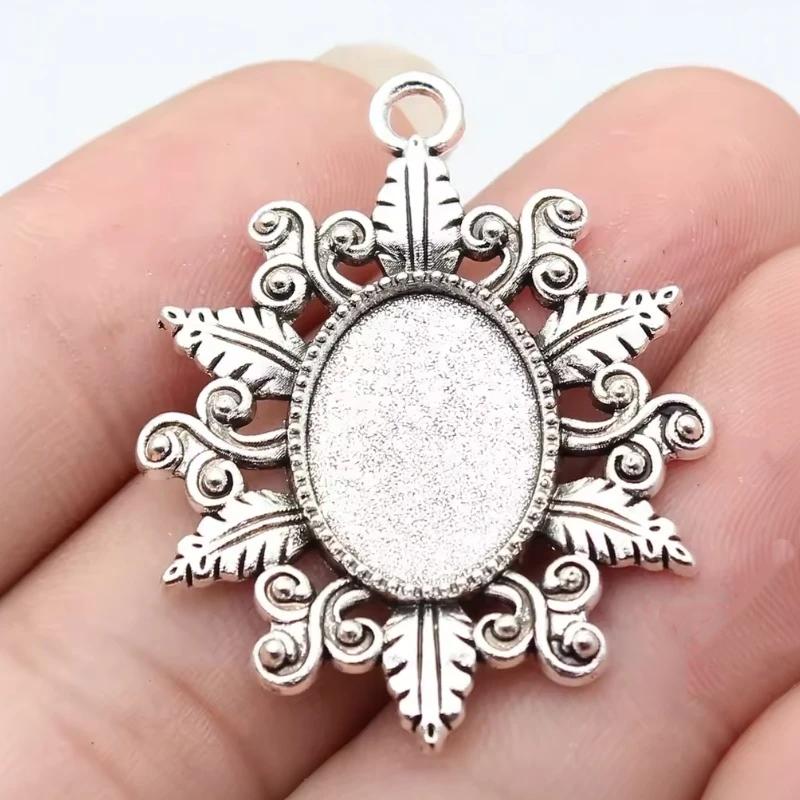 10Pcs 2 Colors Oval Flower Style Cameo Cabochon Base Setting Jewelry Findings Inner Size 13X18Mm