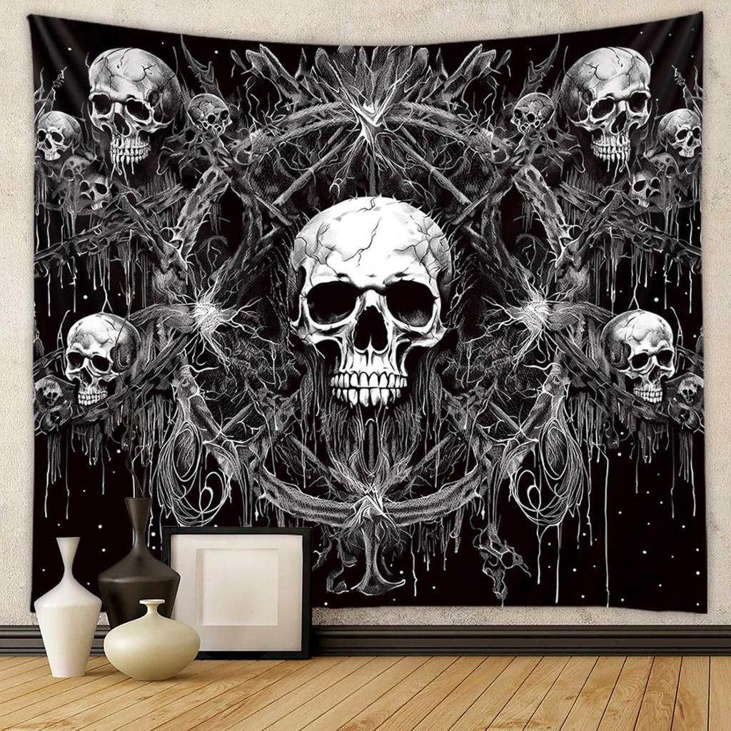 Tapzen Gothic Black and White Tapestry