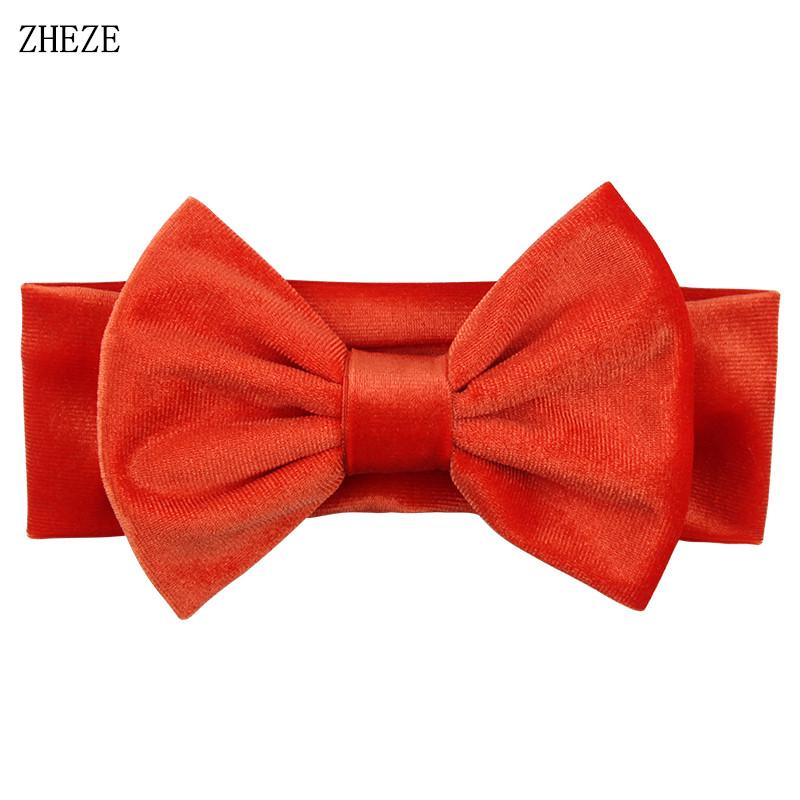 Baby Soft 5" Hair Bow Headband Kids Girls Velvet Headwrap Turband Toddler Photo Pro DIY Hair Accessories