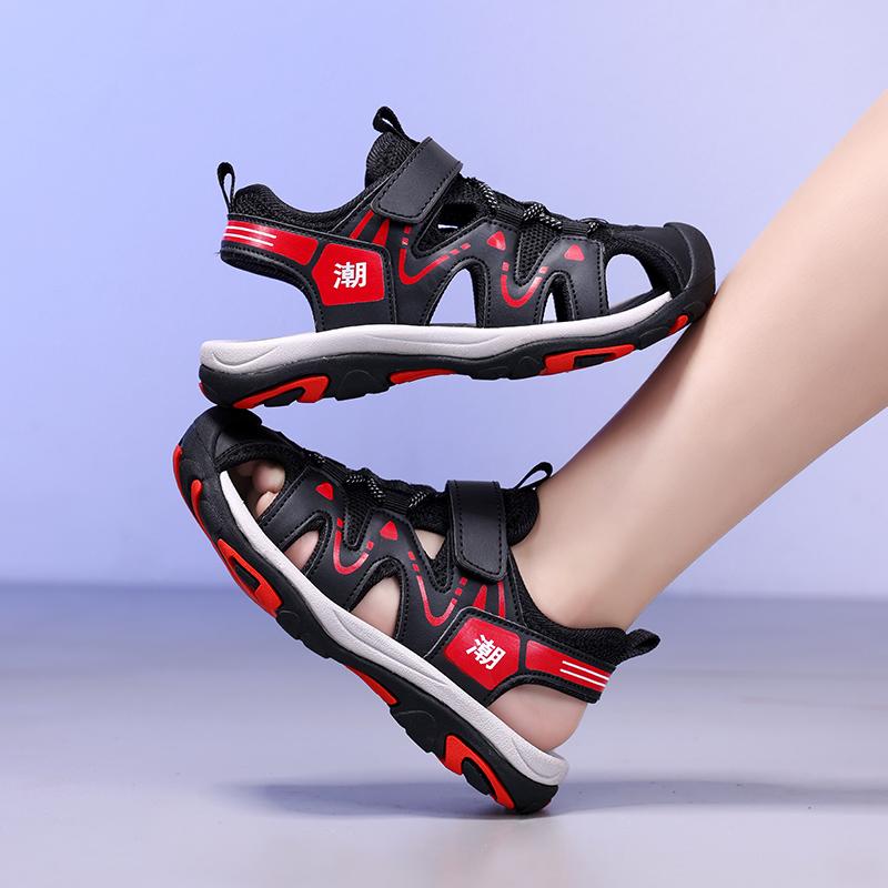 Chłopięce sandały sportowe plażowe z zamkniętymi palcami i obrotowym guzikiem dla chłopców Sandały sportowe dla dziewcząt Sandały dziecięce