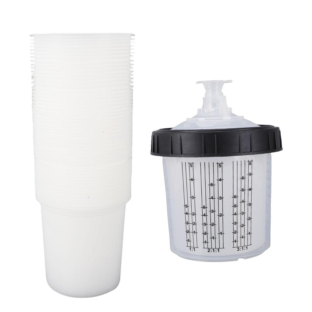Paint Spray Sprayer Cup Liners Lid System 50 Standard 20.3 Ounce(600ml) 190um Disposable Set Kit Replacement Accessories