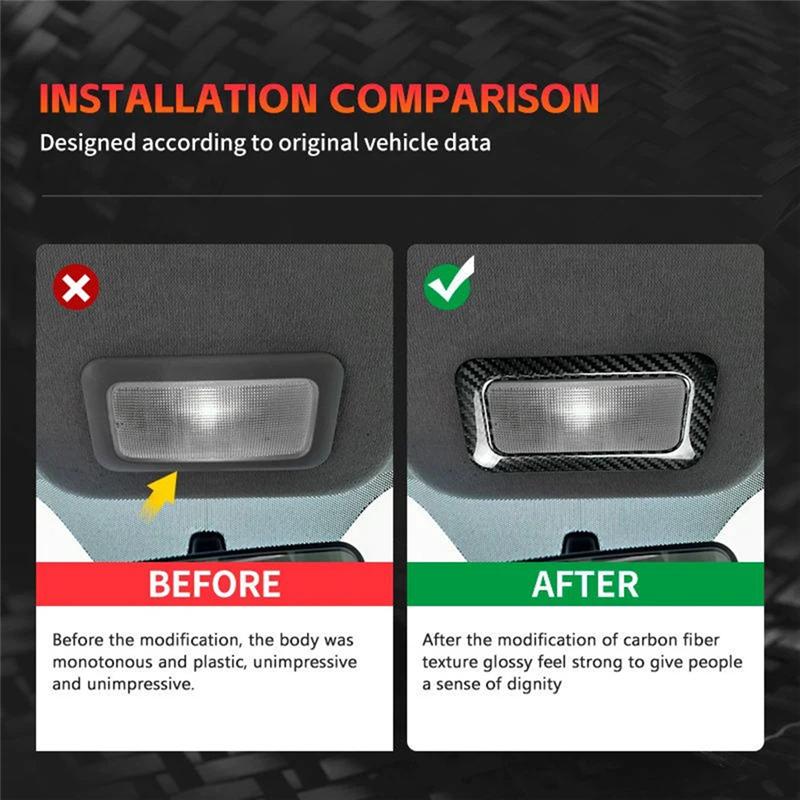 For Abarth 595 695 Fiat 500 2007-     2024 Compatible Carbon Fiber Car Reading Lamp Sticker Trim