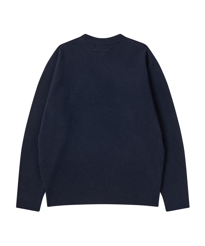 BEYOND CLOSET Romantic Modern Argyle Soft Knit Navy
