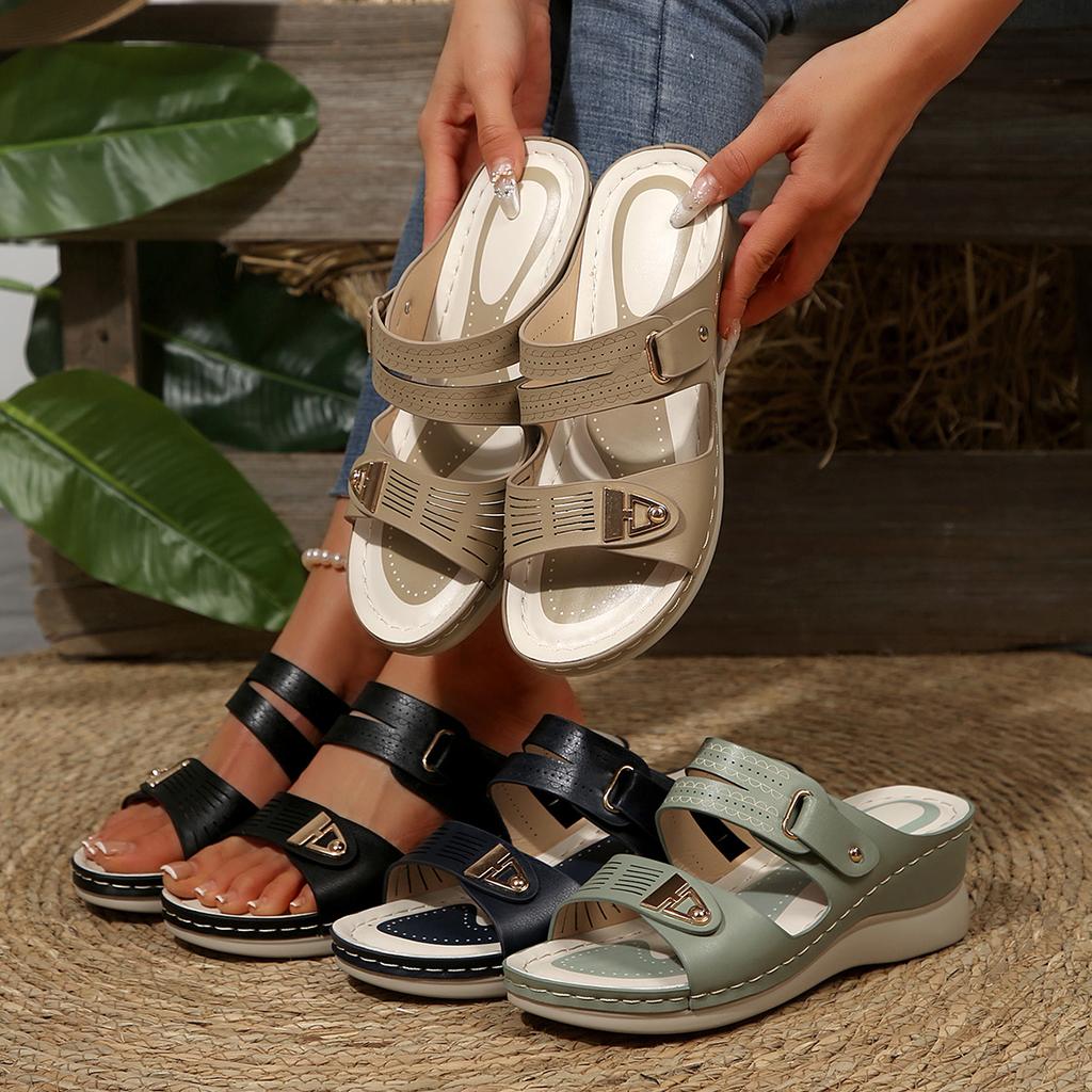 2025 New Women Wedge Slippers Vintage Slippers Casual Platform Retro Shoes Comfortable Open Toe Sandals Slides Women