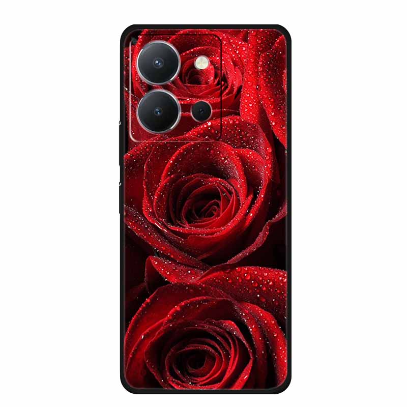 For Vivo Y36 4G Case Luxury TPU Soft Silicone Phone Cases Back Cover For VivoY36 4G Russian Version Shockproof Flowers New Funda