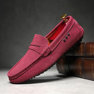 New Suede Leather Men Loafers Lightweight Slip On Flats Non Slip Moccasins Fashion Daily Casual Shoes Outdoor Male Walking Shoes