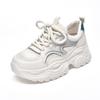 Damen Plateau weiße Schuhe Mesh Schnürer atmungsaktiv Einzelne Schuhe Damen Sportschuhe Farbabstimmung Reiseschuhe
