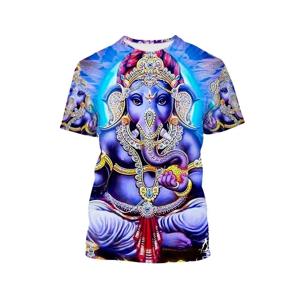 Hindu Wisdom God Ganesha 3D Printed Men T Shirts  Oversized Vintage Tops 90s Aesthetic Streetwear Tees