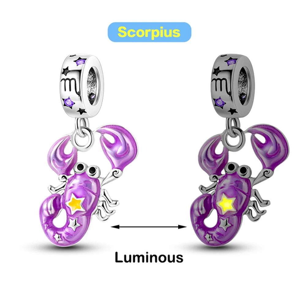 Copperluminous Twelve Constellations Leo Capricorn Charms Beads Fit Original Bracelets For Women Diy Fine Jewelry