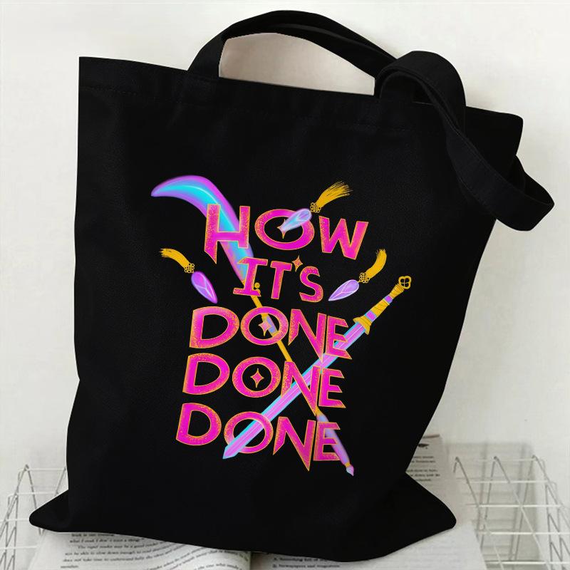 KPOP Demon Hunter Group Printed Canvas Bag Spot Women's Daily Handbag Shopping Bag KTY