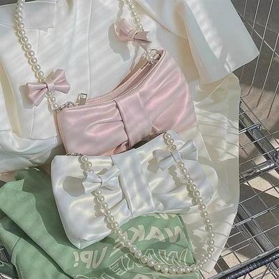 Trendige One-Shoulder-Achseltasche mit Schleifendesign - Modische Umhängetasche mit Struktur für Damen