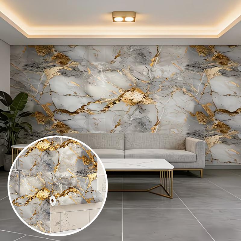 Convient Pour la Décoration de Cuisine Papier Peint Autocollant Motif Marbre Facile à Appliquer Imperméable Résistant à l'Huile et à la Chaleur.