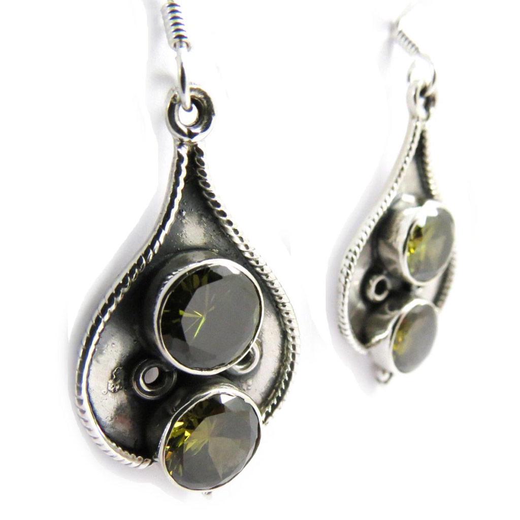 Les Trésors De Lily [J5227] - Silver Earrings 'Heaven' Olivine