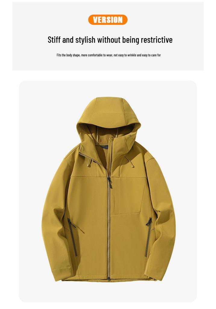 Unisex Waterproof Soft Shell Trekking Jacket with Fleece Lining and Hood for Outdoor Sports