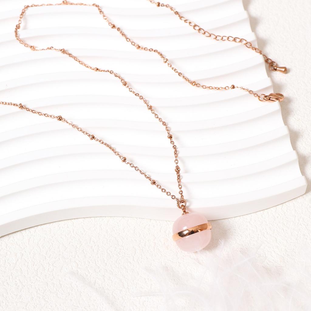Spherical Necklace Autumn and Winter Design Style High-end Sweater Chain Retro Natural Stone Pendant Collarbone Chain