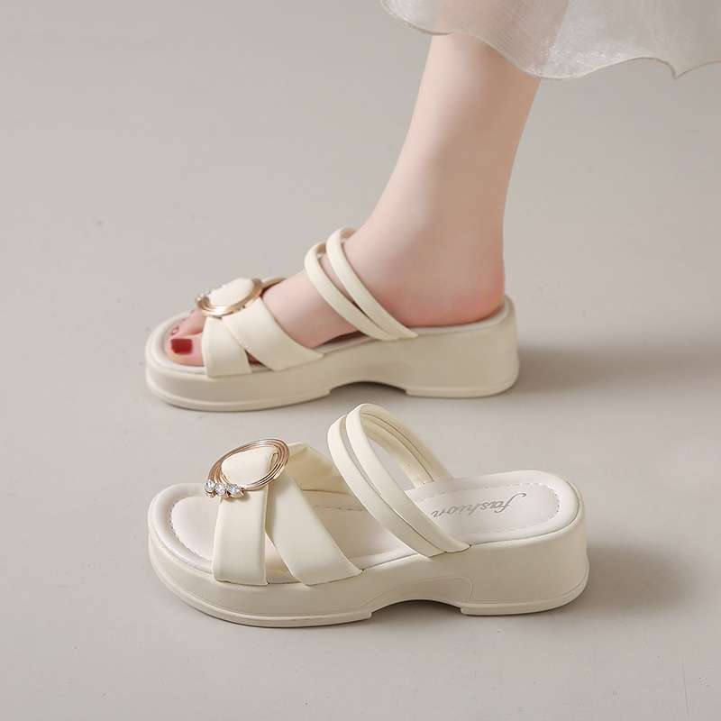 Fairy Style with Skirt Platform Roman Sandals Female 2025 Summer New Fashion Two Wear Maternity Cool Slippers Female