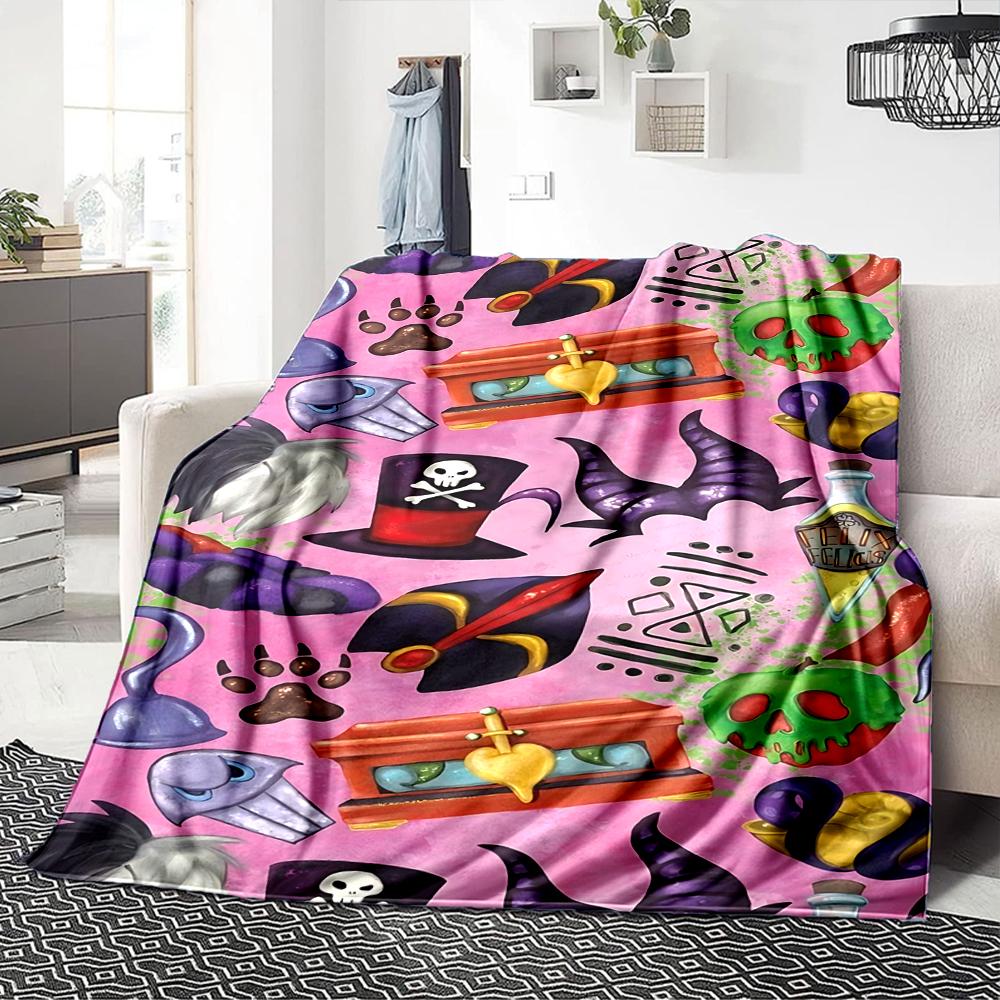 Fantasy Halloween Icons Flannel blanket, soft and warm, suitable for beds and sofas, all seasons, portable travel blanket. 0730153