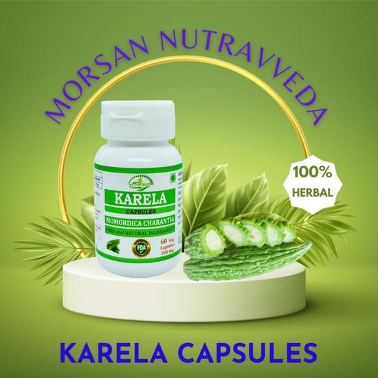 Melon Amer Morsan Nutraveda (Momordica Charantia, Karela) Capsule d'Extrait | Paquet de 60 X 500 mg. Végétarien. Gélules (4 Paquets de 60 Gélules)