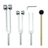 Tuning Fork Set with Silicone Storage and Made of Aluminum Ideal for Music Science and Sound (3 Forks 128Hz, 256Hz, 512Hz) Hammer, Base, Pouch,