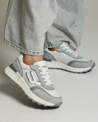 Sneakers with Mesh Lonza 185155 36 White-gray Suede Textile