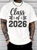Unisex Black Crew Neck Tee Class Of 2026 Letter Print Loose Oversized Short Sleeve Unisexs Streetwear Summer Casual Basic Top