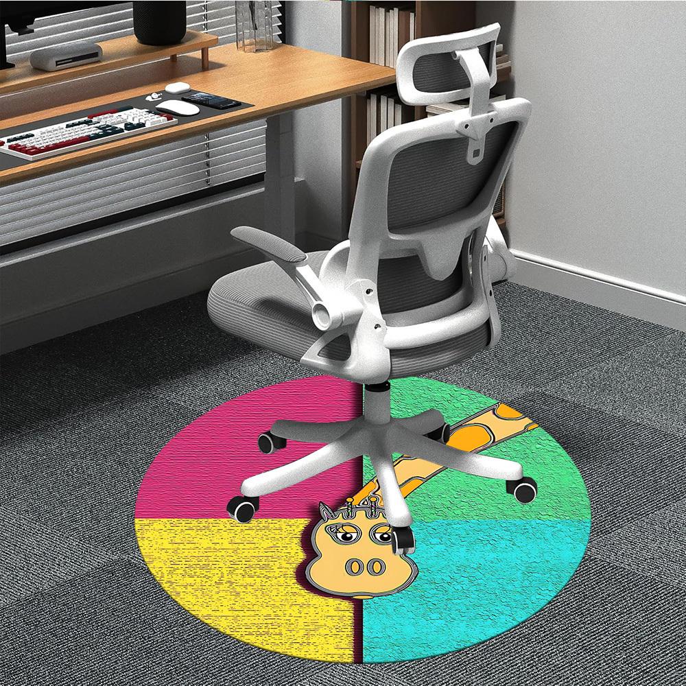 

1pc Colorful Creature Office Round Rug, Non-slip, Soft and Durable Office Rug for Interior Decoration, Perfect for Office, Beautiful Decoration yy2603 80cm by 80cm