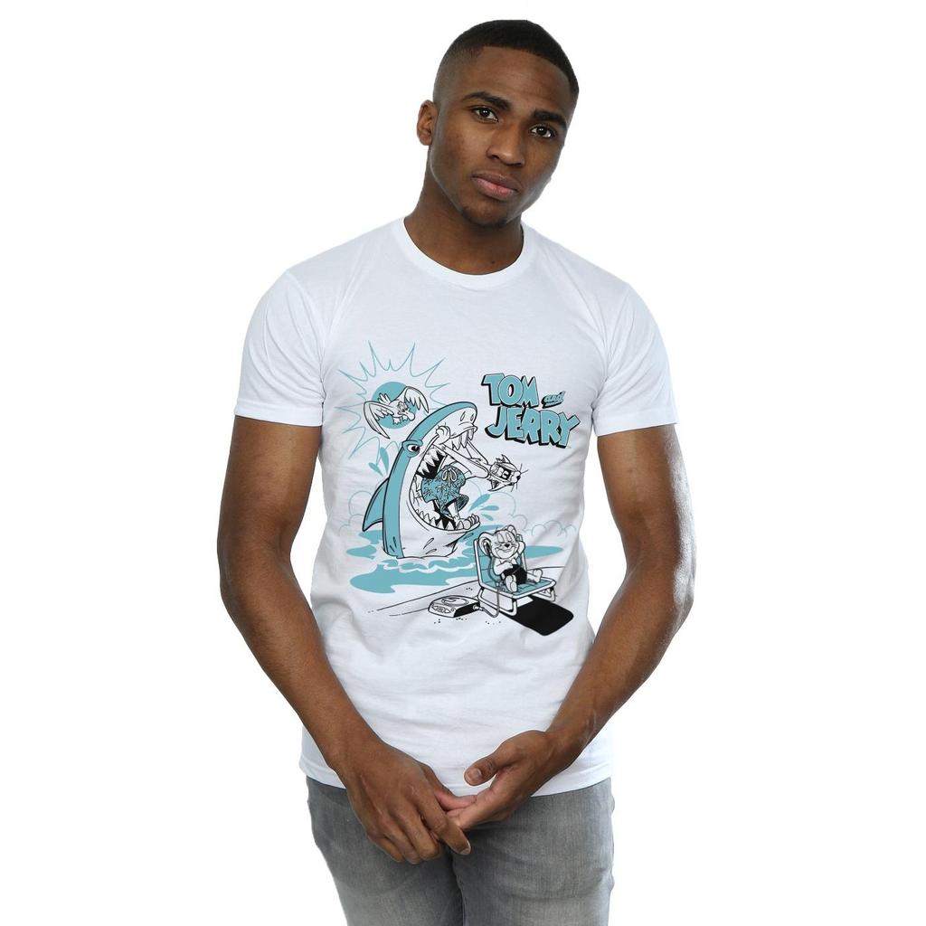 Tom And Jerry Mens Summer Shark T-Shirt
