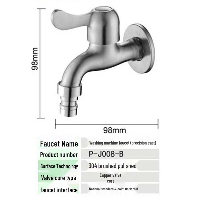 Wall-Mounted Stainless Steel Single Cold Basin Faucet