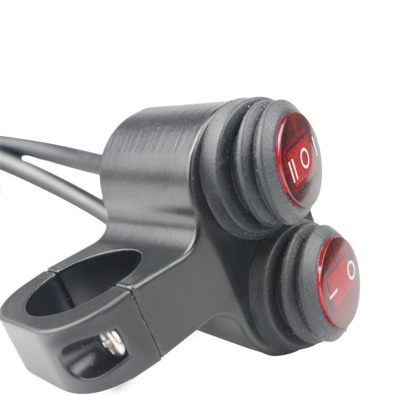 1pcs Motorcycle Switch, Aluminum Alloy Handlebar Spotlight Double Flash Switch Combination Modified Waterproof Switch With Indicator Light