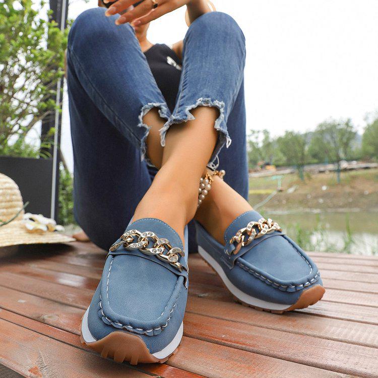Korean Style Women's Round Toe Thick Sole Loafers - 2025 Fashion Slip-on Casual Plus Size Shoes