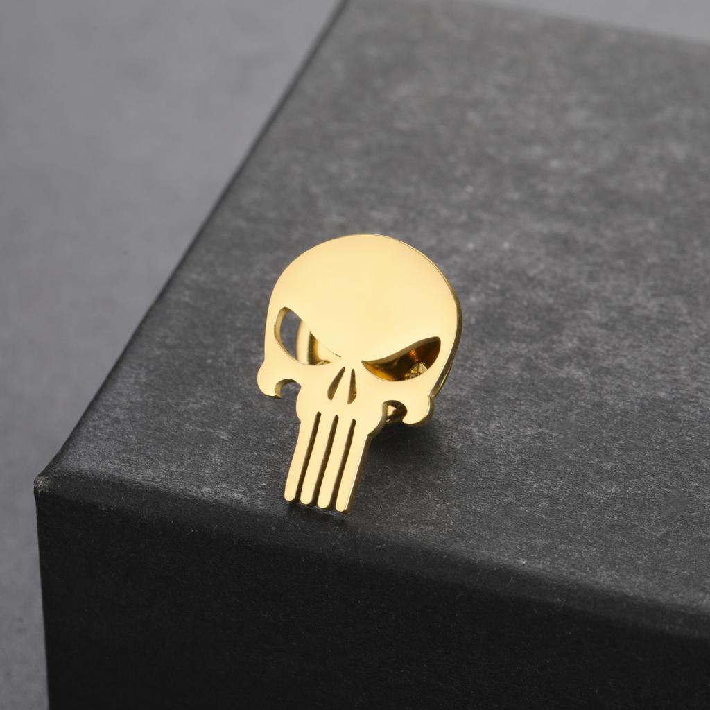 Cazador Gold Color Punk Skulls Skeleton Brooch Pins for Men Women Stainless Steel Badges On Backpack Jewelry 2025 Wholesale New