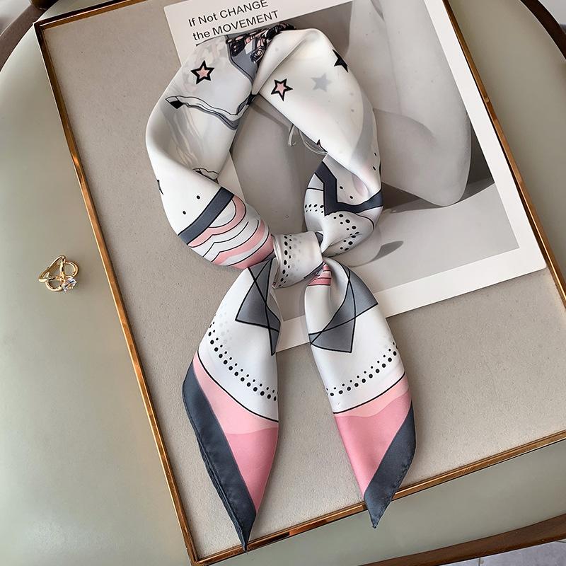 Spring and Autumn New Printed Fashionable Square Scarf for Women  Decorative Small Scarf  Versatile Headband Tie-up Bag