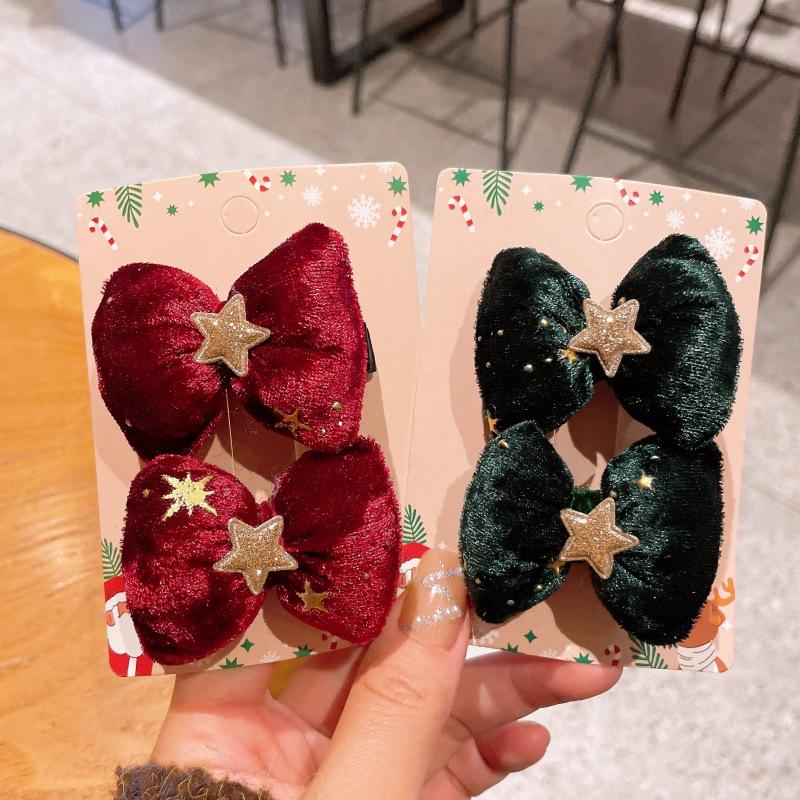 Christmas Fluffy Bow Hair Clip - Red Velvet Festival Decoration