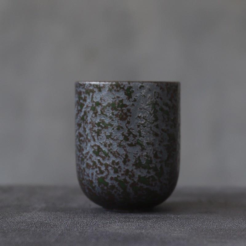 

110ml Ceramic Tea Cup Japanese Style Kung Fu Tea Set Flat Mouth Cup зелёный