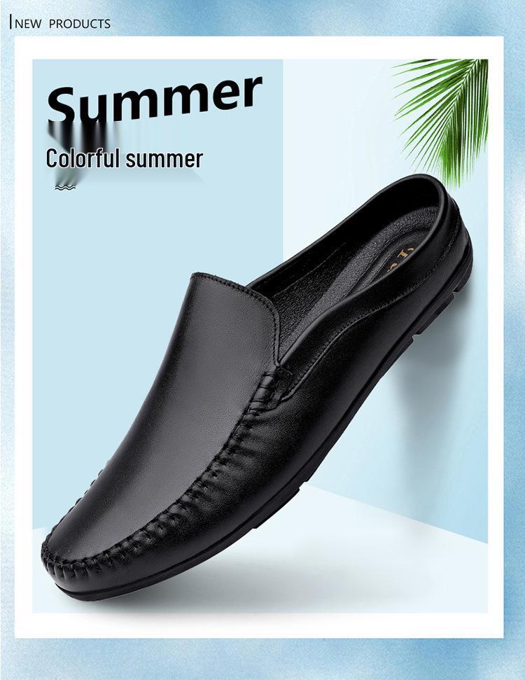 Men's Genuine Leather Breathable Closed-Toe Slip-On Driving Loafers, Size 46