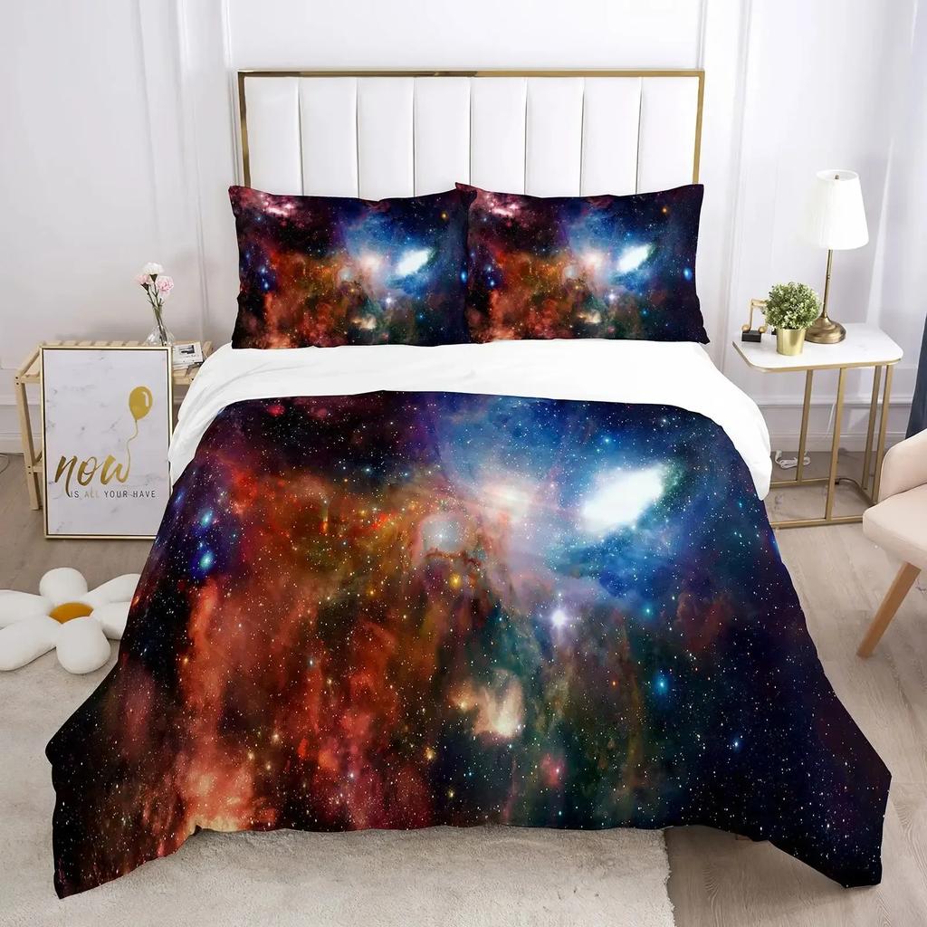 Galaxy Space 3D Universe Bedding Set Single Twin Double Queen King Cal King Size Bed Linen Set