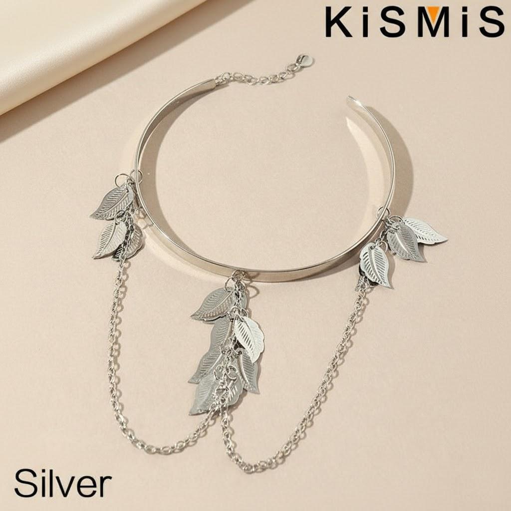 Creative Geometric Hollow Leaf Tasset Metal Bracelet Boho Style Alloy Armband Personality Fashion Jewelry серебряный