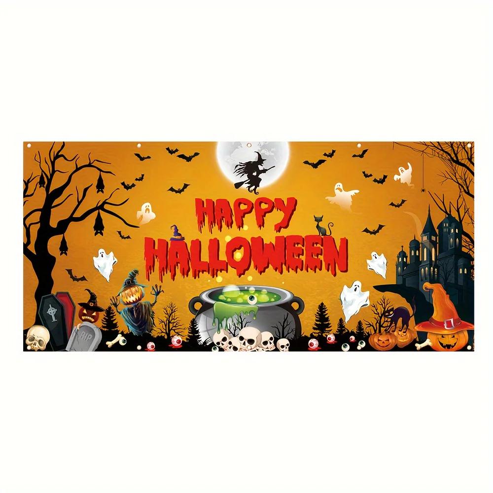 Halloween Garage Door Banner Decoration, Multi-purpose Halloween Happy Witch Potion Ghost Patternzyc