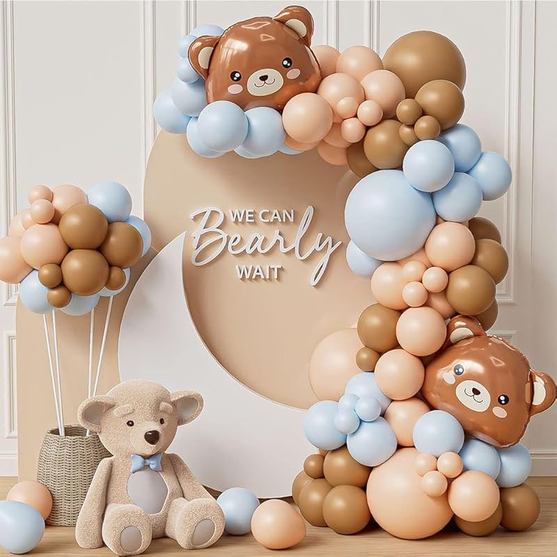 Pink Bear Balloon Garland Arch Kit 121pcs Pink and Brown Balloons with Bear Foil Balloons for We Can Bearly Waits Theme Baby Shower Birthday Party