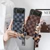 Chessboard Folding Screen Clamshell Mobile Phone Case For Samsung Zflip4 Bow Tie Mouse Pendant Portable Rope