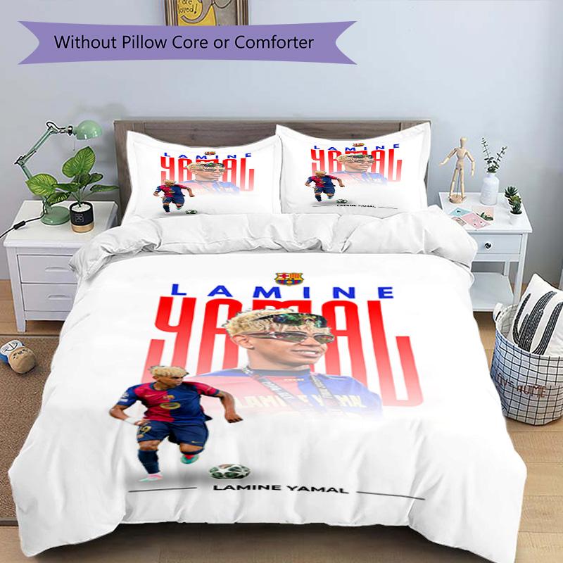 Lamine Yamal Fcb World Cup Champion Bedding Set,Premium Bed Linen for Bedroom Home Decoration,Perfect Collectible Gift for Messi Fans,Easy Care Duvet 