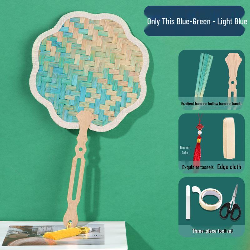 Handmade Bamboo Weaving Kit: Intangible Heritage Round Fan with Gradient Colors for DIY and Team Building Activities.