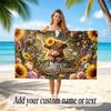 Highland Cow Theme Quick Dry Beach Towel Custom Name Text Print Large Sand Resistant Towel Beach Vacation