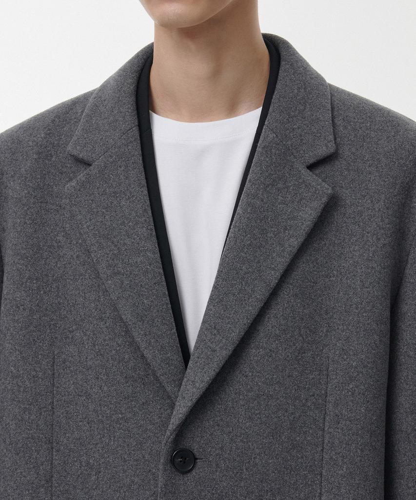 Musinsa Standard Wool Blend Big Daddy Single Maxi Coat [Medium Grey]