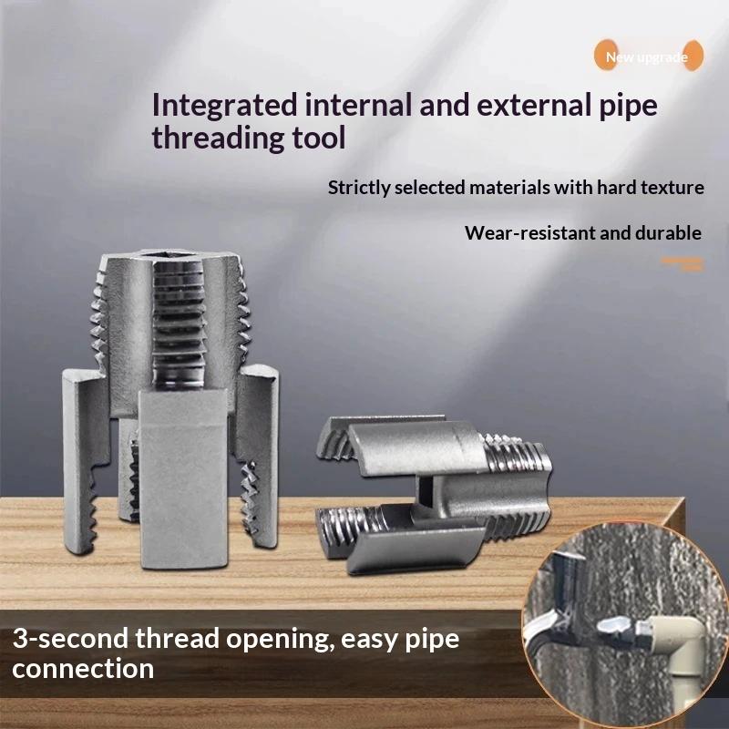 3Pcs Heavy-Duty Pvc/Plastic Pipe Threading Tool Kit 1/2" 3/4" 1" Male & Female Threads For Pvc Ppr Mpp Pipes