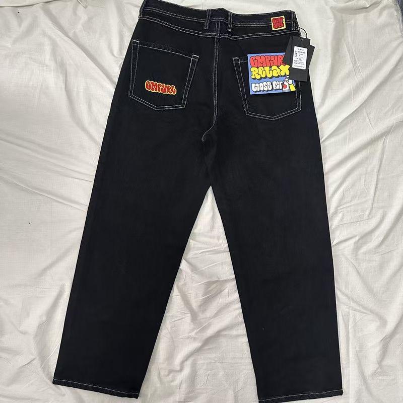 RogueWave Jeans Y2k Pants Black Jeans Wide Leg Men Retro Loose Fashion Trendy Pants Hip-Hop Streetwear Y2k American Street Casual Jeans