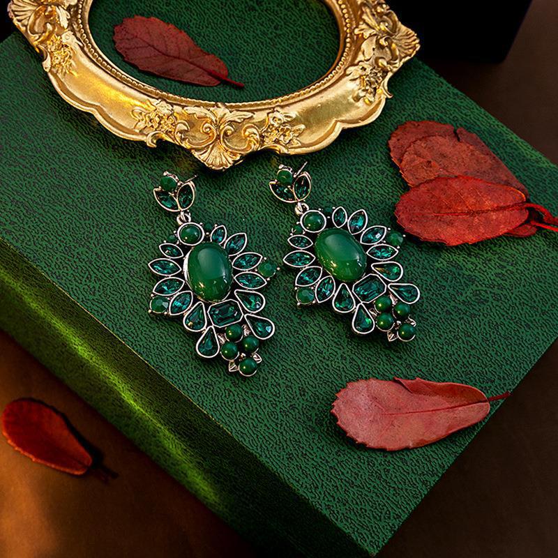 Retro Color Geometric Earrings, Court Style Niche Water Drop Oval Earrings, Medieval Color Matching Earrings