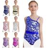 Girls Shiny Sequins Jumpsuit Sleeveless Dance Leotard Gymnastic Bodysuit Dance Performance Figure Skating Unitard