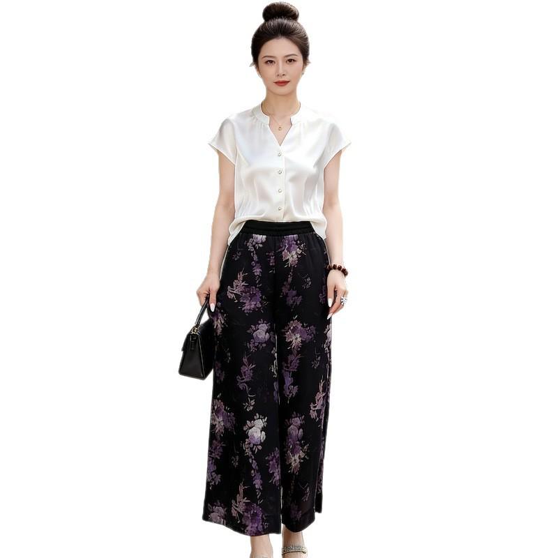 Women's Summer Wide-Leg Nine-Point Drape Pants - Loose, Slimming Straight-Leg Casual Culottes